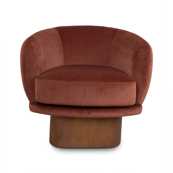 Odin Fabric Swivel Armchair - Burnt Brown