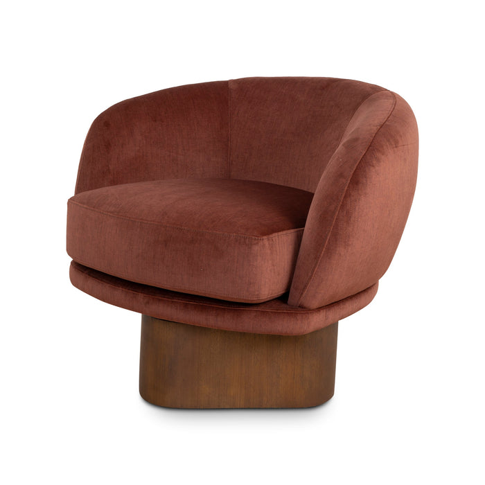 Odin Fabric Swivel Armchair - Burnt Brown