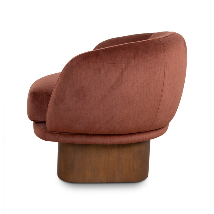 Odin Fabric Swivel Armchair - Burnt Brown