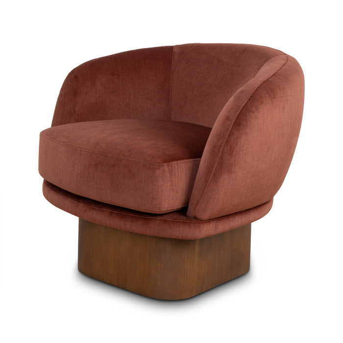Odin Fabric Swivel Armchair - Burnt Brown