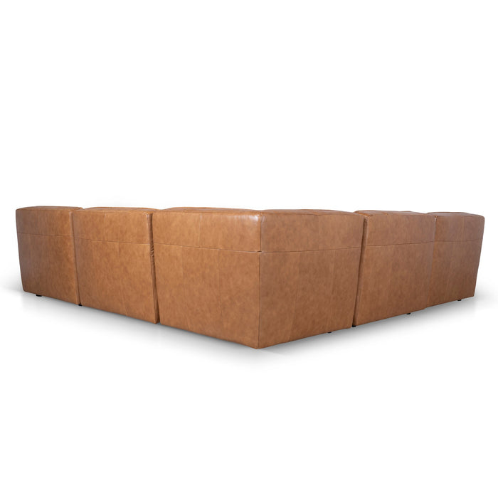 Monaco Modular Leather Corner Sofa - Amber Brown