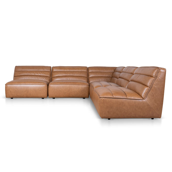 Monaco Modular Leather Corner Sofa - Amber Brown