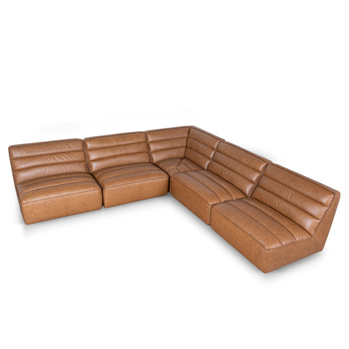 Monaco Modular Leather Corner Sofa - Amber Brown