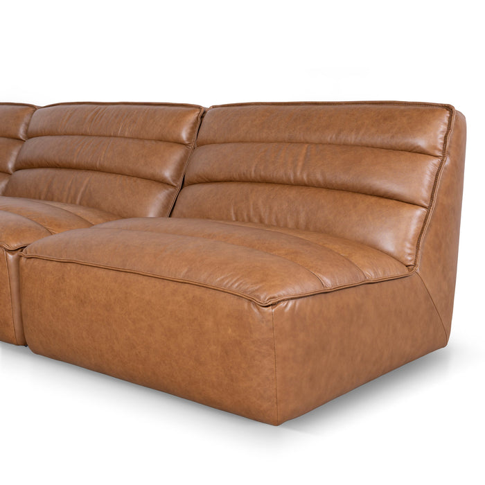Monaco Modular Leather Corner Sofa - Amber Brown