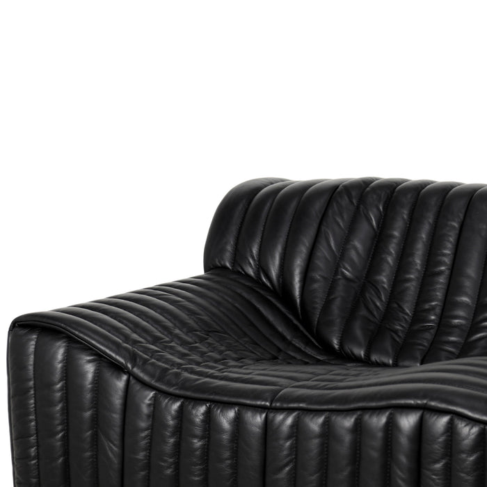 Duvina 3 Seater Sofa - Black Leather