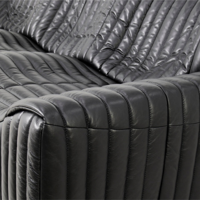 Duvina 3 Seater Sofa - Black Leather