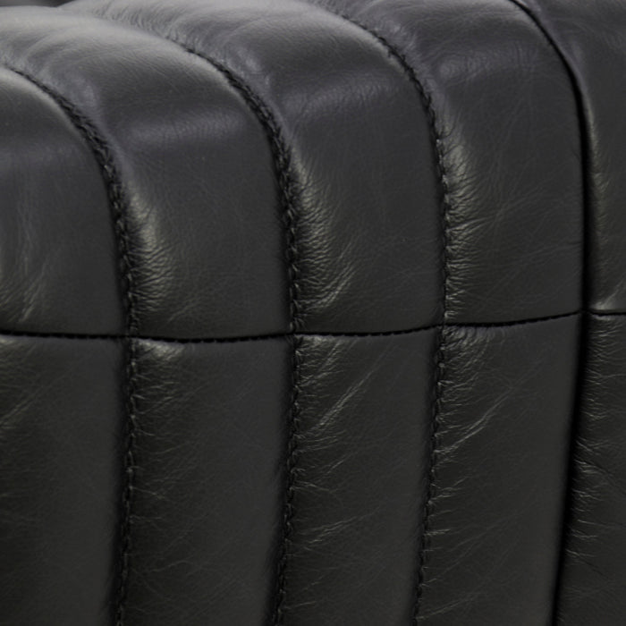 Duvina 3 Seater Sofa - Black Leather