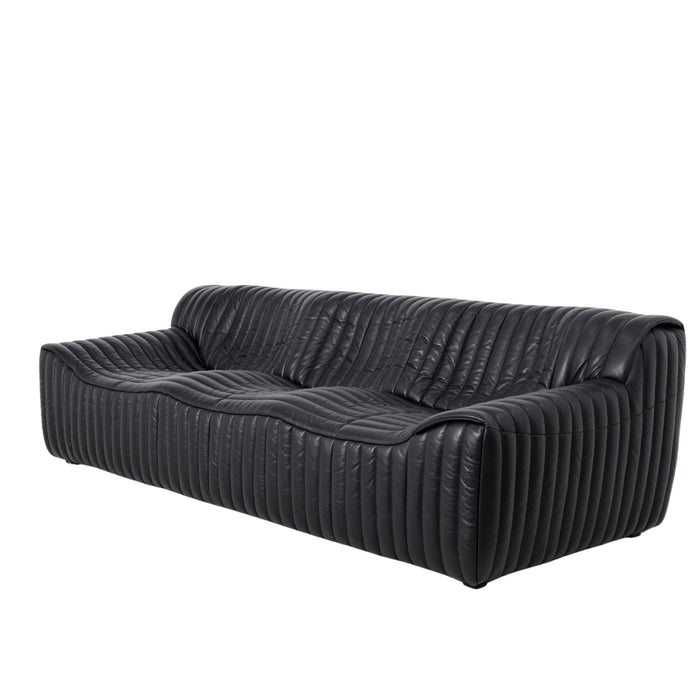 Duvina 3 Seater Sofa - Black Leather