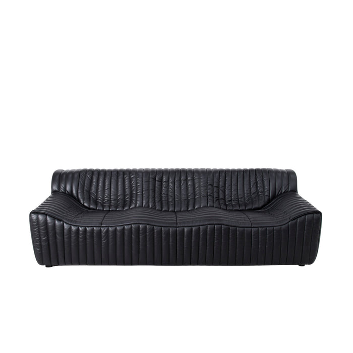 Duvina 3 Seater Sofa - Black Leather