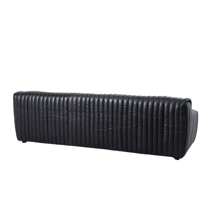 Duvina 3 Seater Sofa - Black Leather