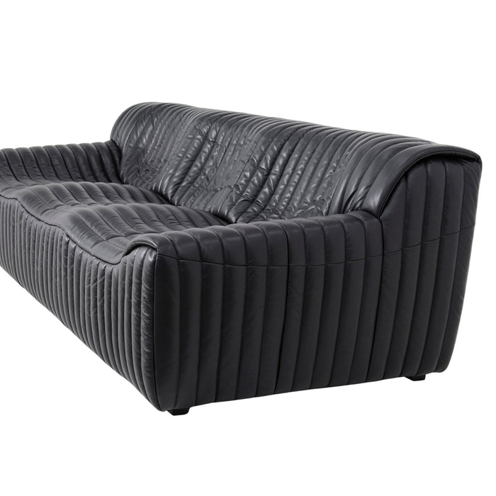 Duvina 3 Seater Sofa - Black Leather