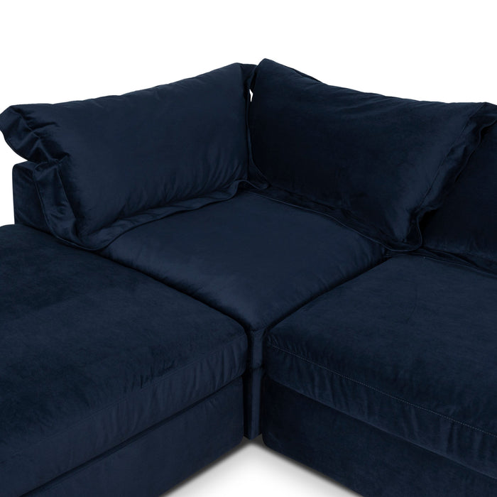 Daniyal 3 Seater Chaise Sofa - Navy Blue