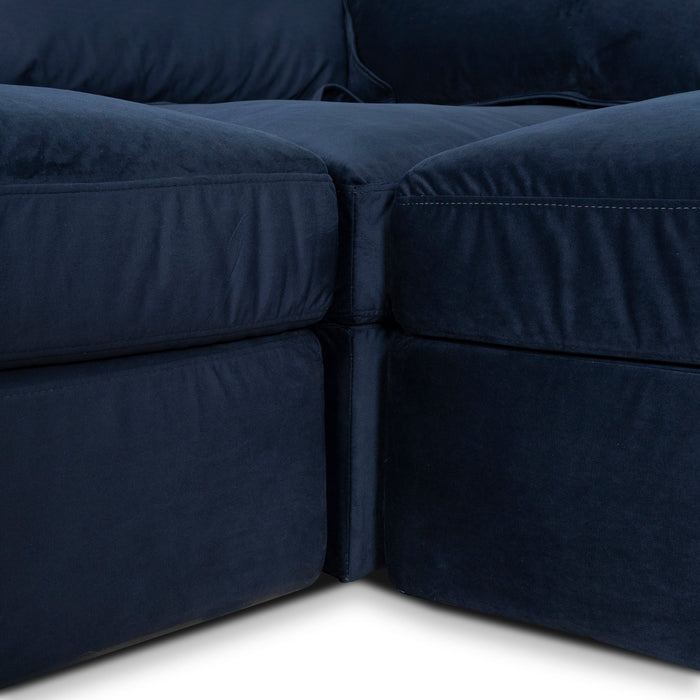 Daniyal 3 Seater Chaise Sofa - Navy Blue
