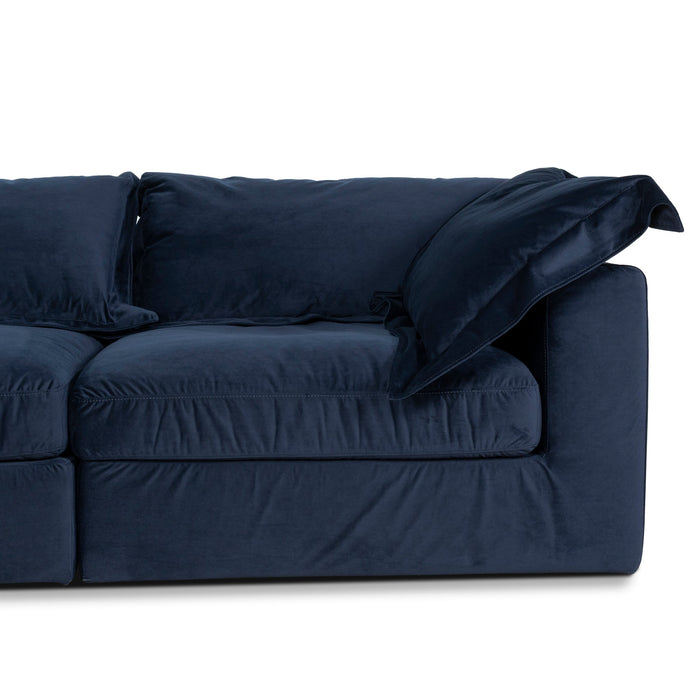 Daniyal 3 Seater Chaise Sofa - Navy Blue