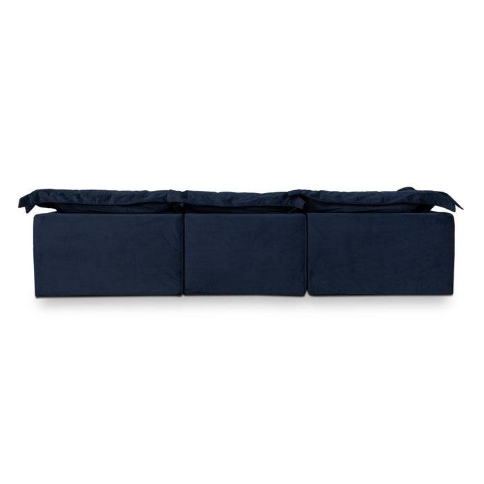 Daniyal 3 Seater Chaise Sofa - Navy Blue