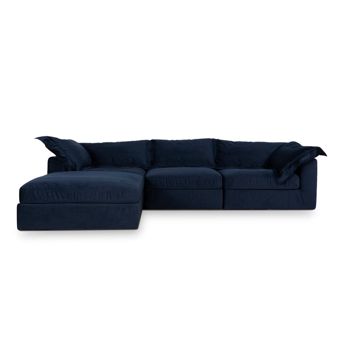 Daniyal 3 Seater Chaise Sofa - Navy Blue