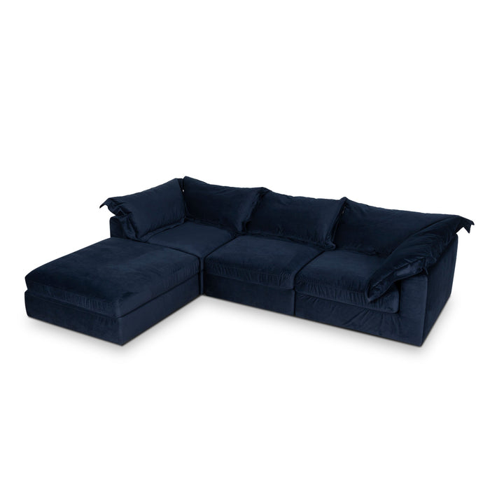 Daniyal 3 Seater Chaise Sofa - Navy Blue