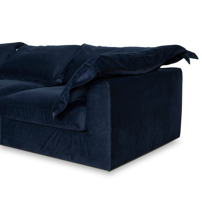 Daniyal 3 Seater Chaise Sofa - Navy Blue