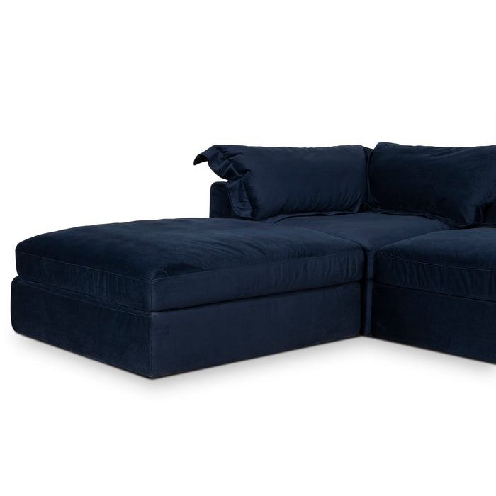 Daniyal 3 Seater Chaise Sofa - Navy Blue