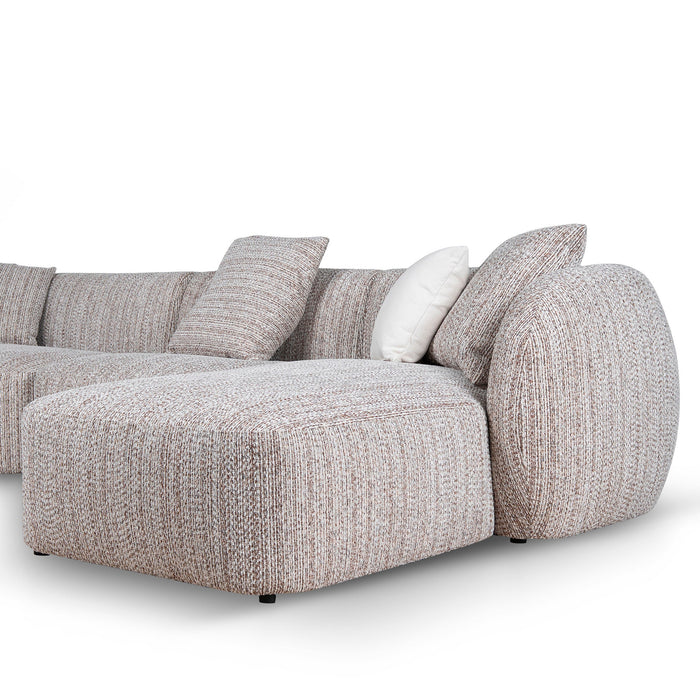 4 Seater Right Chaise Sofa - Plush Spec Brown