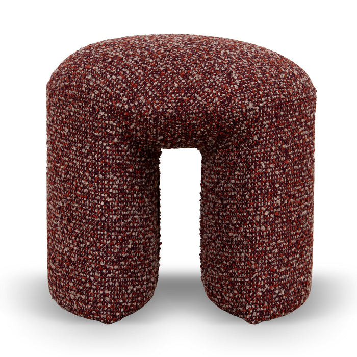 Everet Round Ottoman - Autumn Red