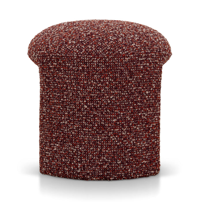 Everet Round Ottoman - Autumn Red