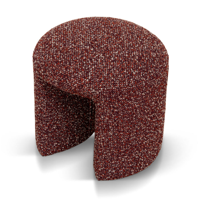 Everet Round Ottoman - Autumn Red