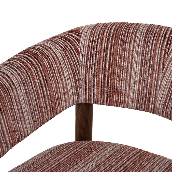 Sorello Walnut Armchair - Burgundy Stripe