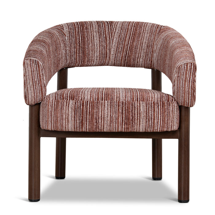 Sorello Walnut Armchair - Burgundy Stripe