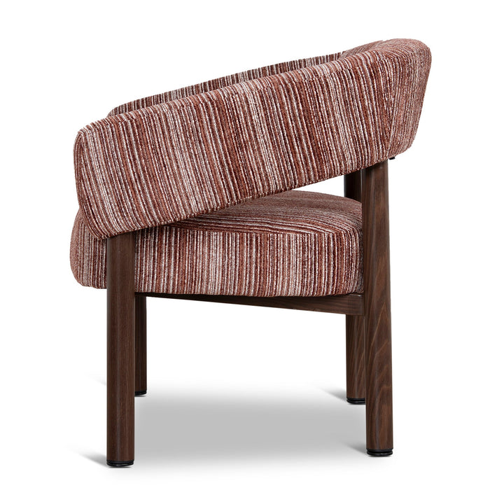 Sorello Walnut Armchair - Burgundy Stripe