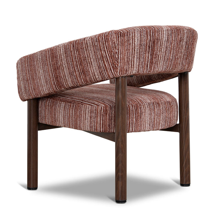 Sorello Walnut Armchair - Burgundy Stripe