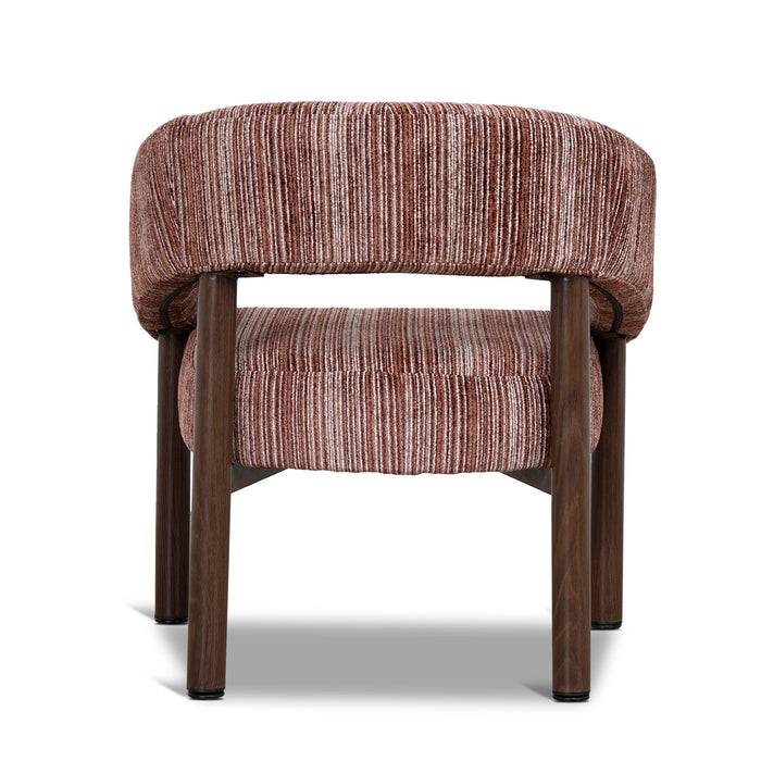 Sorello Walnut Armchair - Burgundy Stripe