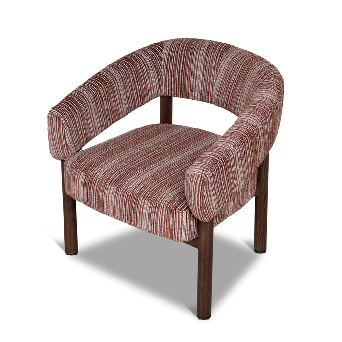 Sorello Walnut Armchair - Burgundy Stripe