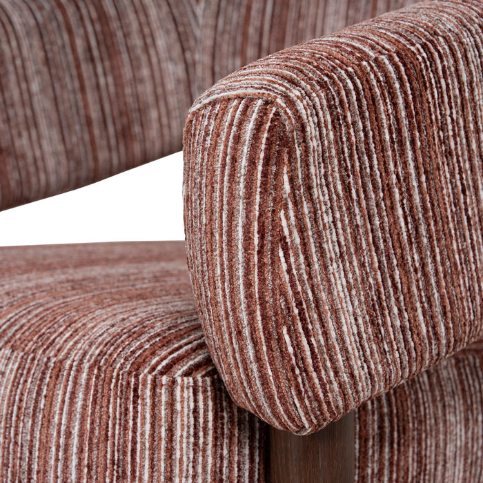Sorello Walnut Armchair - Burgundy Stripe