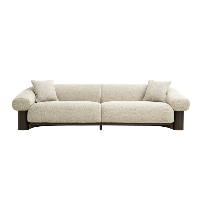 Novalinne Dark Brown 3 Seater Sofa - Soft Beige