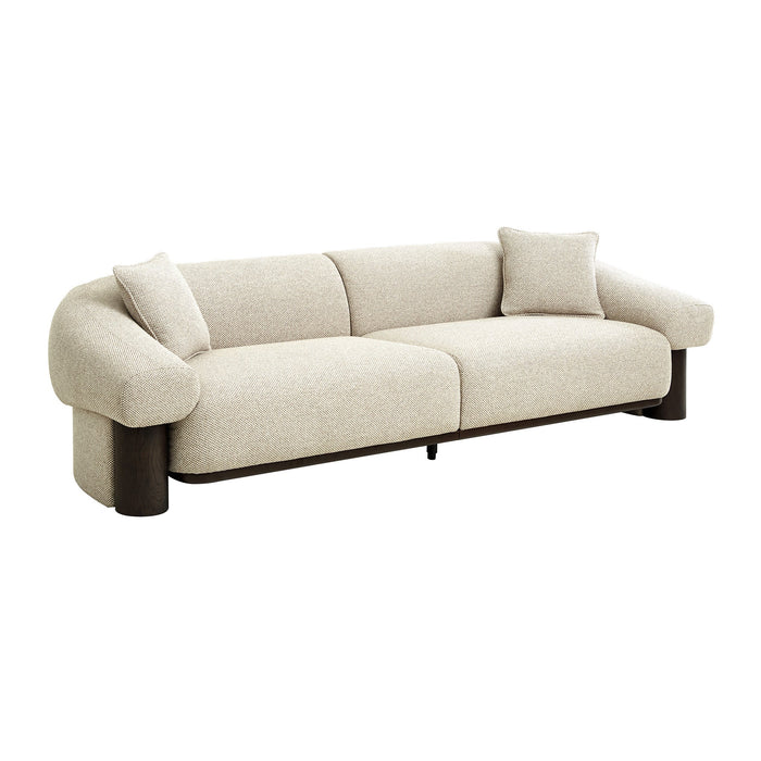 Novalinne Dark Brown 3 Seater Sofa - Soft Beige