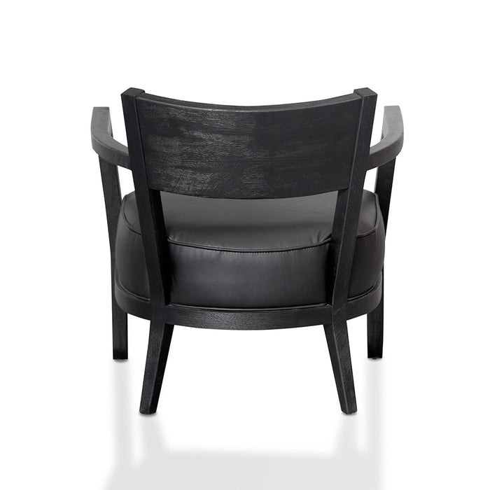 CLC6074-CH Black Wooden Armchair - Black PU leather Seat