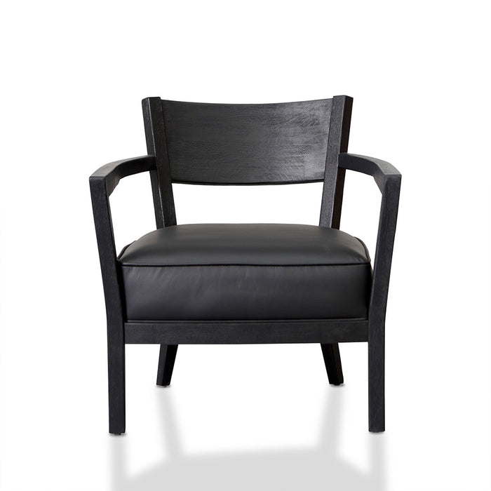 CLC6074-CH Black Wooden Armchair - Black PU leather Seat