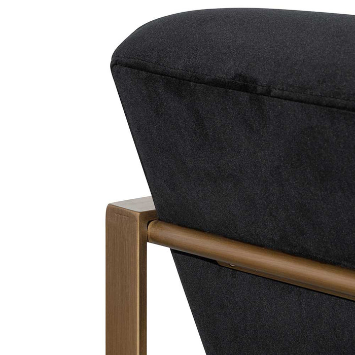 Hadiya Black Velvet Armchair - Antique Golden Frame