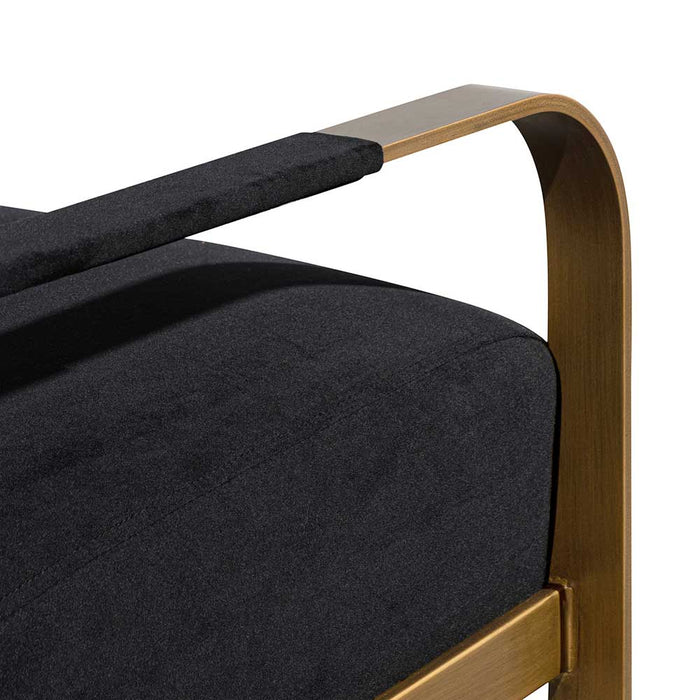Hadiya Black Velvet Armchair - Antique Golden Frame