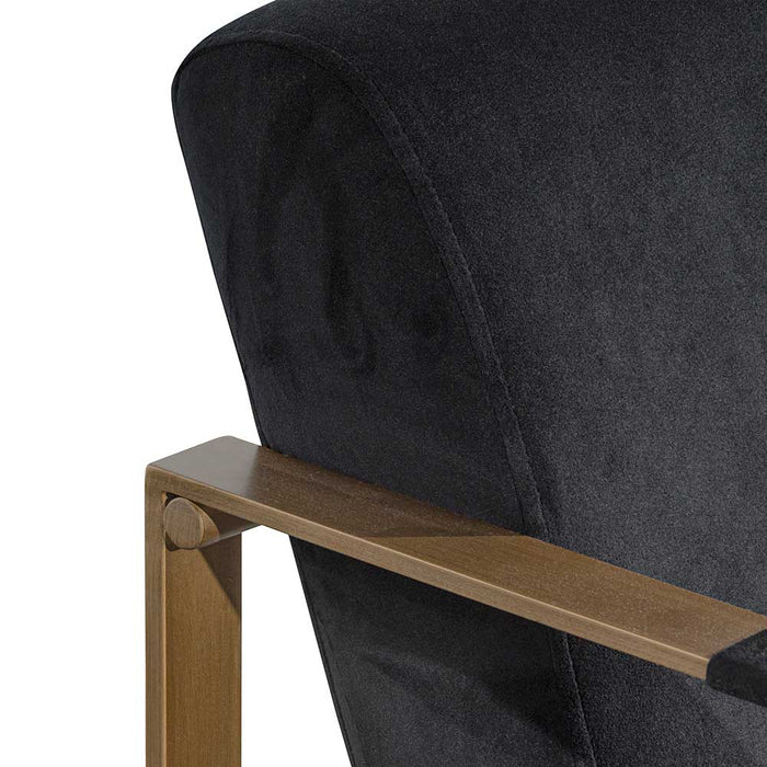Hadiya Black Velvet Armchair - Antique Golden Frame