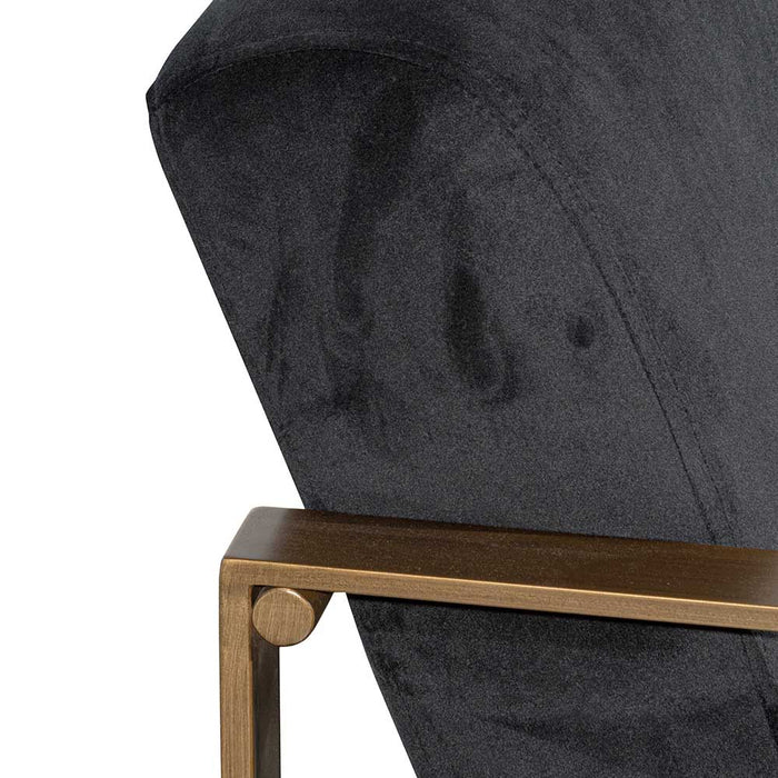 Hadiya Black Velvet Armchair - Antique Golden Frame