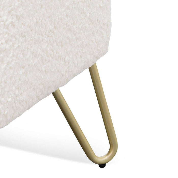 Calibre Furniture Lena Armchair - Ivory White Synthetic Wool with Golden Legs