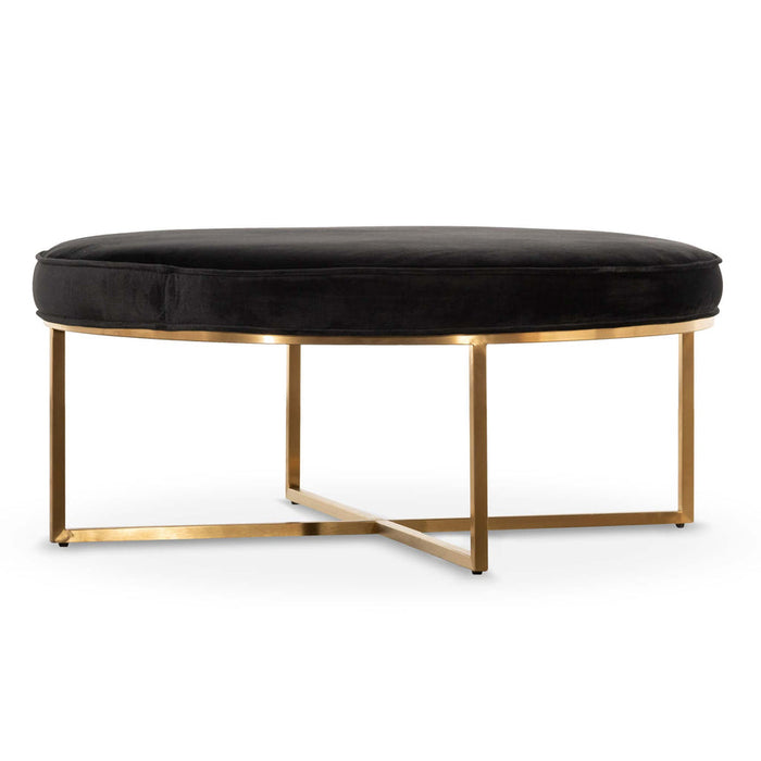 Calibre Furniture Bianka 100cmx46cm Ottoman - Black Velvet