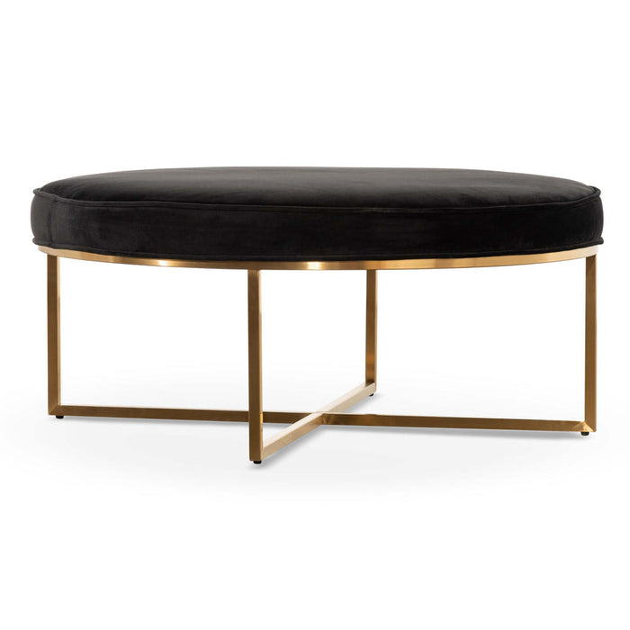 Calibre Furniture Bianka 100cmx46cm Ottoman - Black Velvet