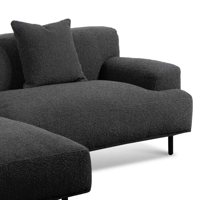 CLC6646-CA Left Chaise Sofa - Charcoal Boucle