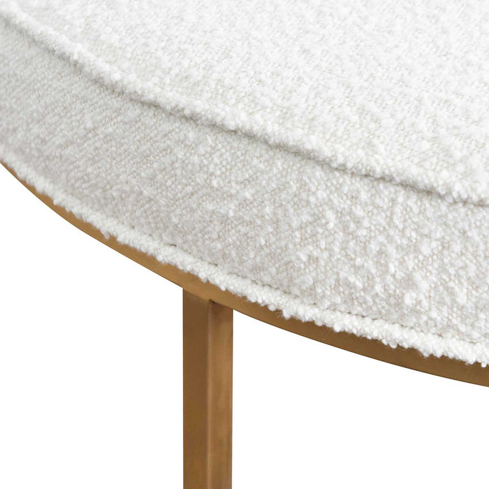 CLC6770-BS 100cm Daisy White Boucle Ottoman - Brushed Gold Base