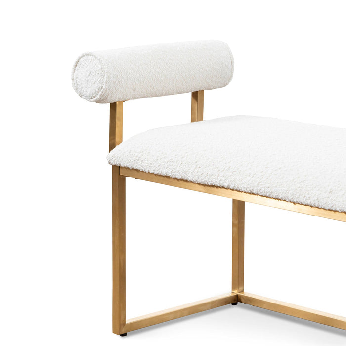 CLC6771-BS Daisy White Boucle Bench - Brushed Gold Base