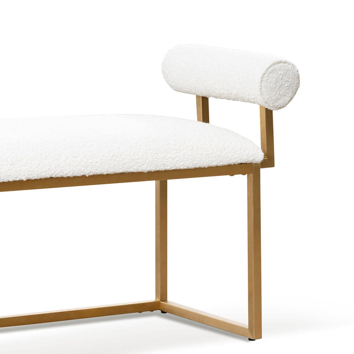 CLC6771-BS Daisy White Boucle Bench - Brushed Gold Base