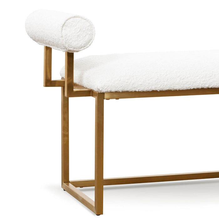 CLC6771-BS Daisy White Boucle Bench - Brushed Gold Base